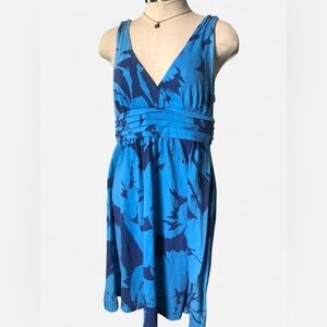 American Eagle Women’s Blue Floral Sun Dress V-Neck Sleeveless Size Medium